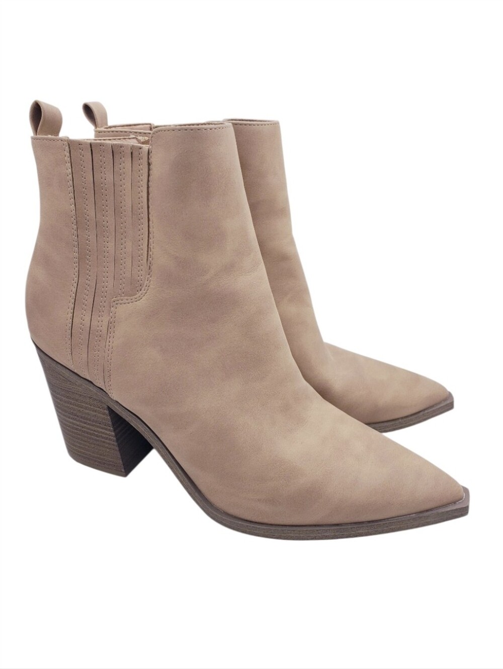 Universal Thread Tan Whitney Stacked Heel Pointed Toe Ankle Boots Womens Size 11